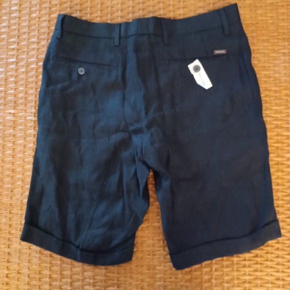 NWT Primo Emporio Men Shorts 100% Linen Sz EU46 Bermuda Black Made‎ in Italy NWT - Picture 5 of 12
